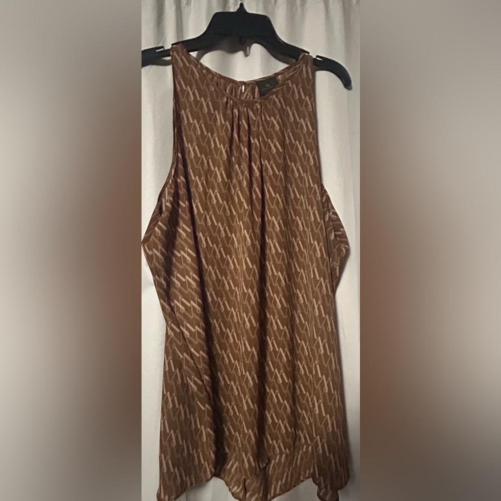 Worthington Brown Geometric Sleeveless Blouse